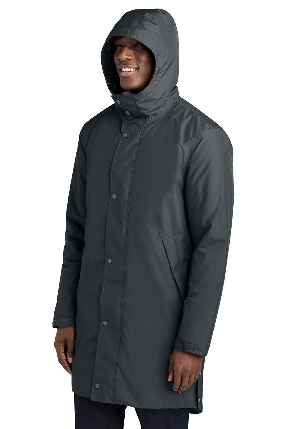Sport-Tek Mens Waterproof Insulated Sideline Full Zip Hooded Parka - Graphite Grey