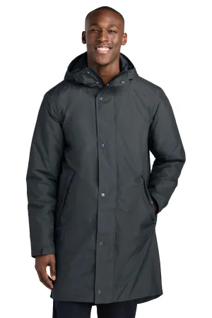 Sport-Tek Mens Waterproof Insulated Sideline Full Zip Hooded Parka - Graphite Grey