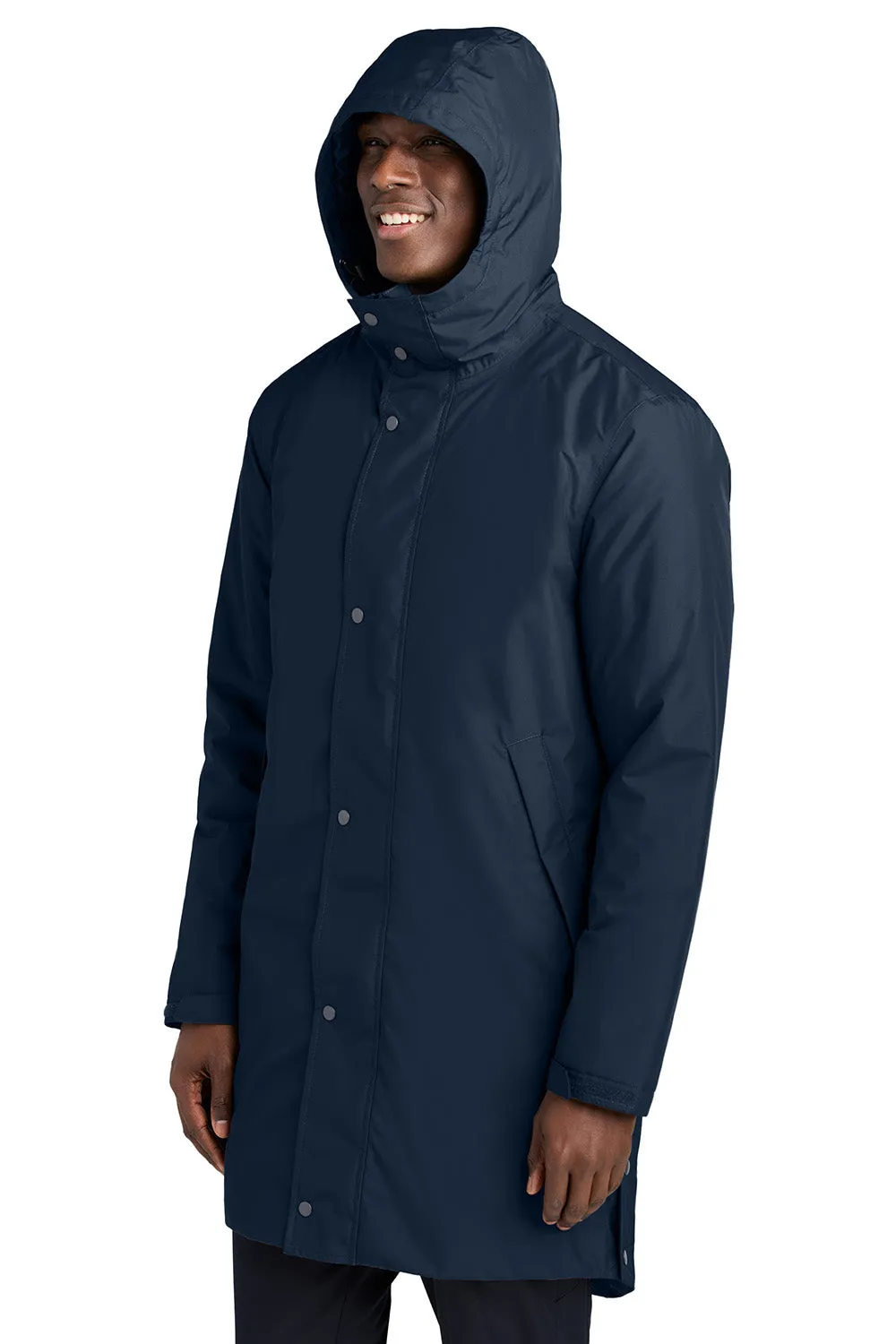 Sport-Tek Mens Waterproof Insulated Sideline Full Zip Hooded Parka - True Navy Blue