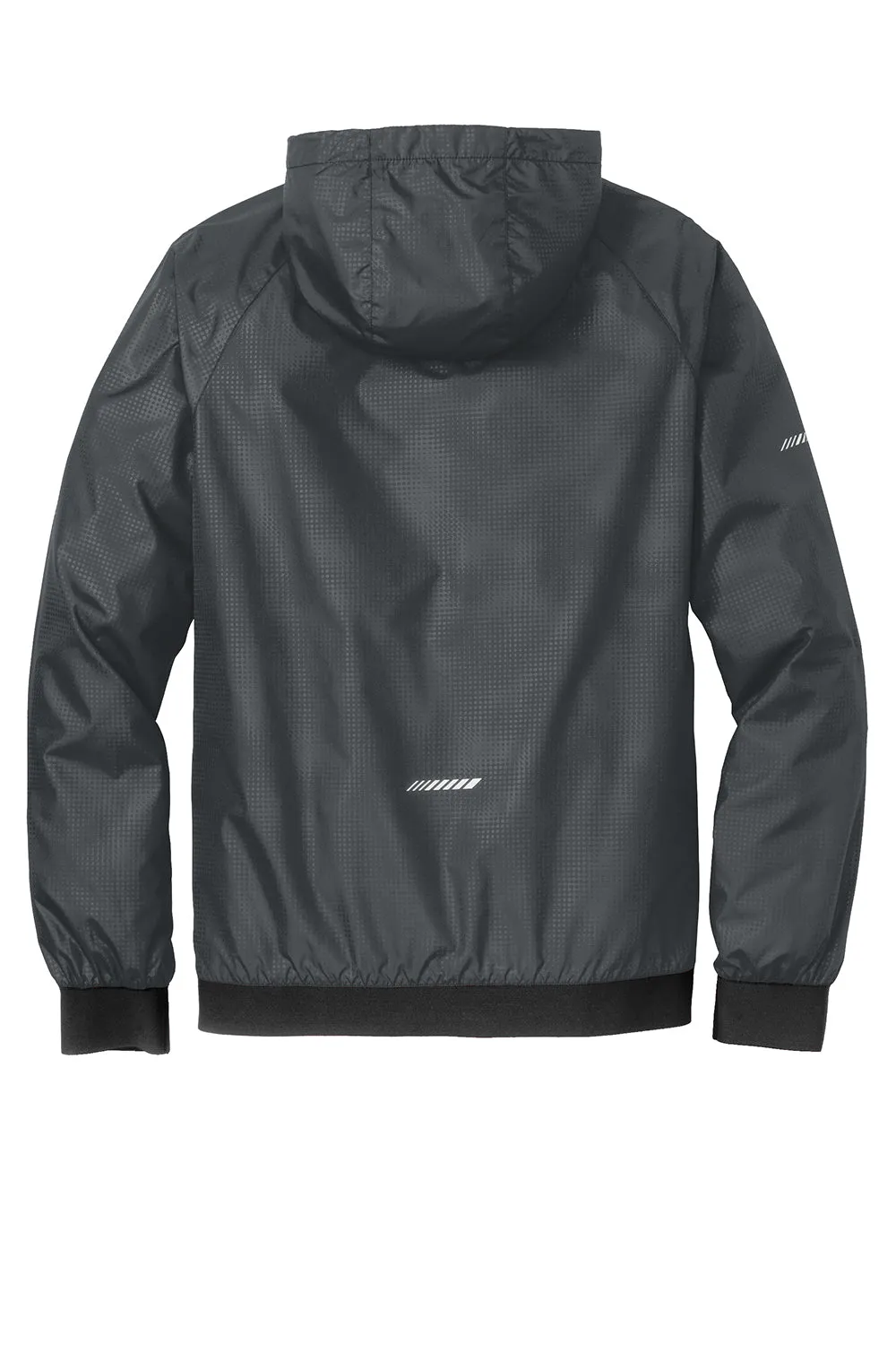 Sport-Tek Mens Wind & Water Resistant Full Zip Hooded Jacket - Graphite Grey/Black - Closeout