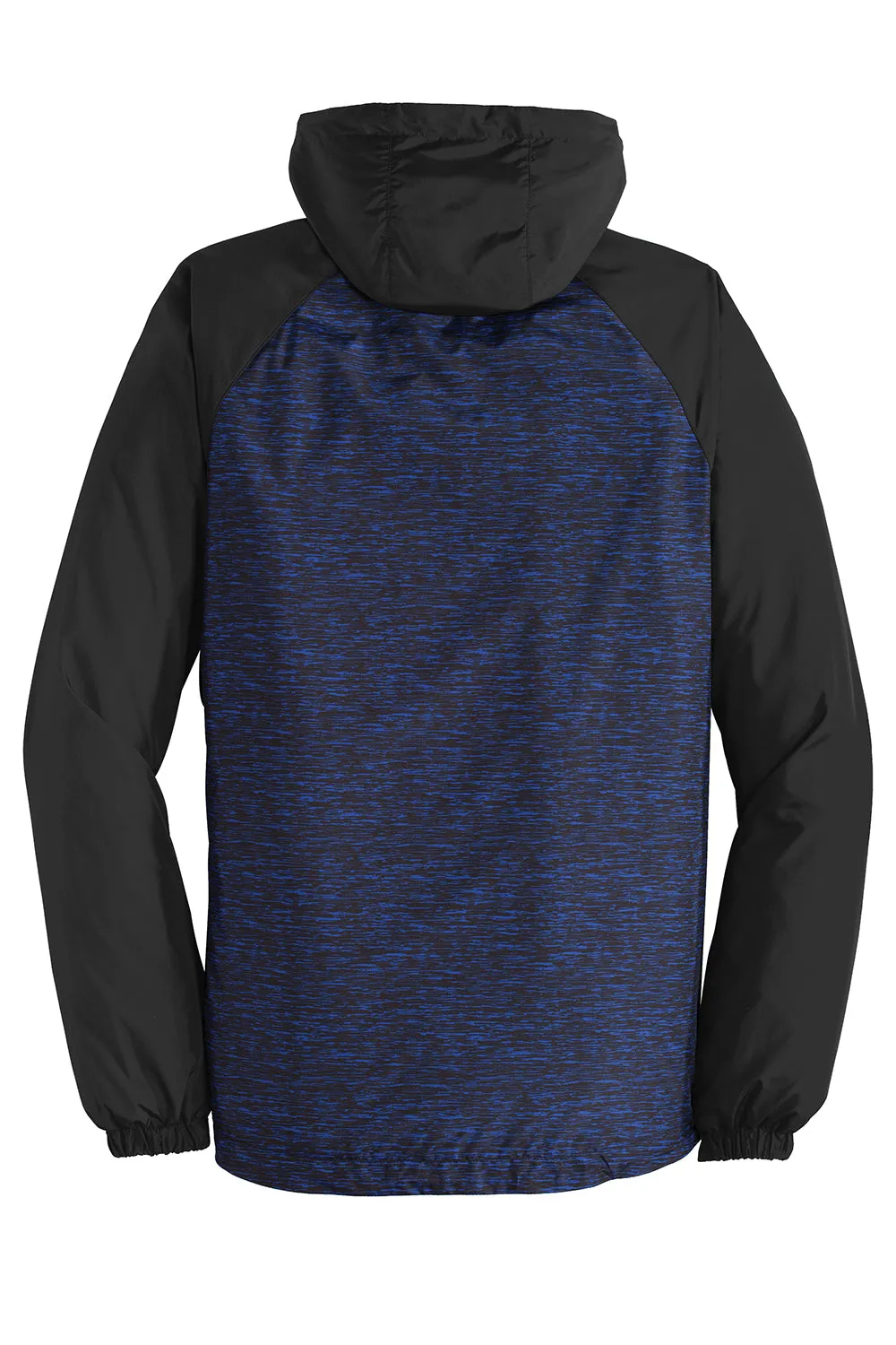 Sport-Tek Mens Wind & Water Resistant Full Zip Hooded Jacket - Heather True Royal Blue/Black - Closeout