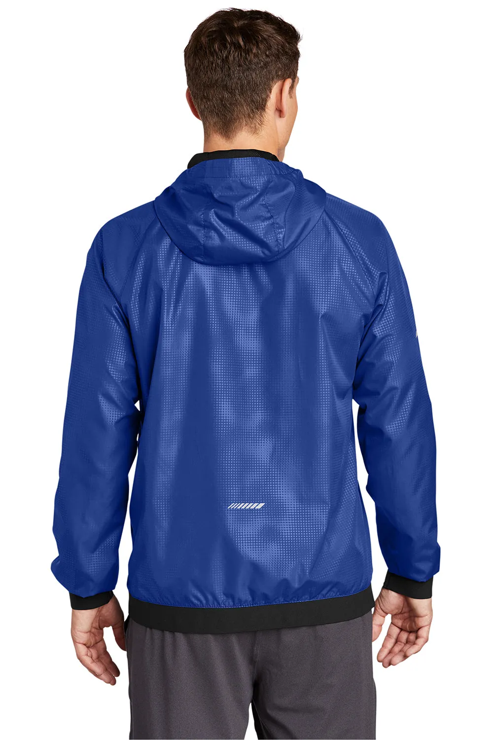 Sport-Tek Mens Wind & Water Resistant Full Zip Hooded Jacket - True Royal Blue/Black - Closeout