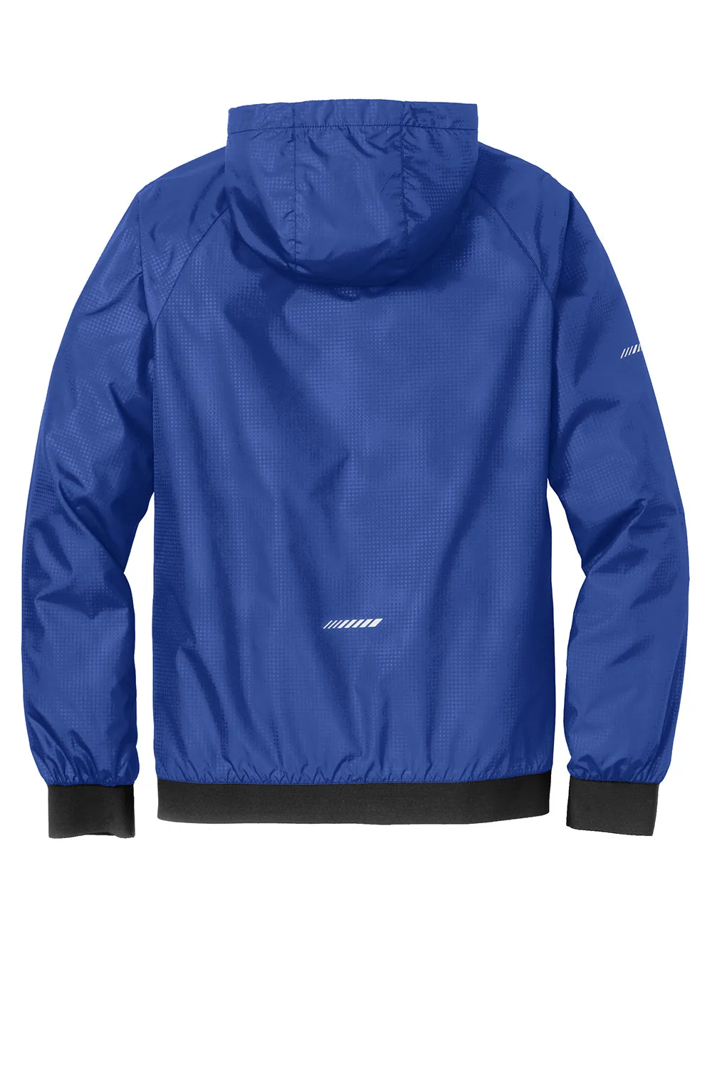 Sport-Tek Mens Wind & Water Resistant Full Zip Hooded Jacket - True Royal Blue/Black - Closeout