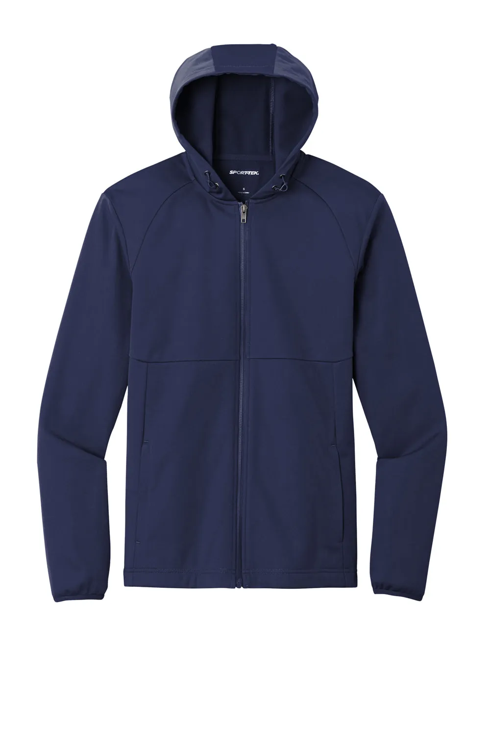 Sport-Tek Mens Wind & Water Resistant Full Zip Hooded Soft Shell Jacket - True Navy Blue