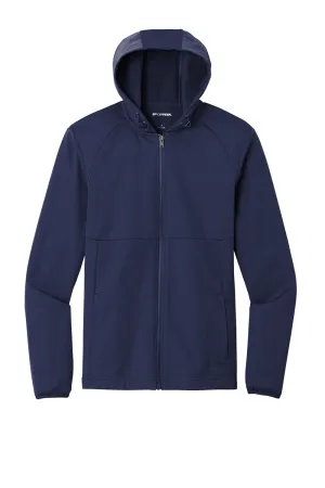 Sport-Tek Mens Wind & Water Resistant Full Zip Hooded Soft Shell Jacket - True Navy Blue