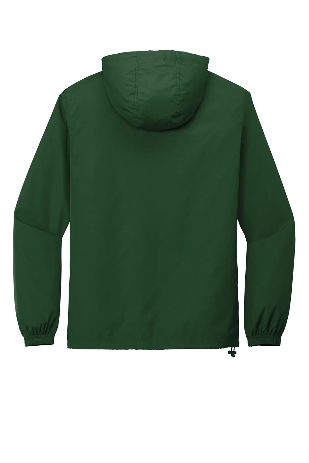 Sport-Tek Mens Wind & Water Resistant Packable Anorak 1/4 Zip Hooded Jacket - Forest Green