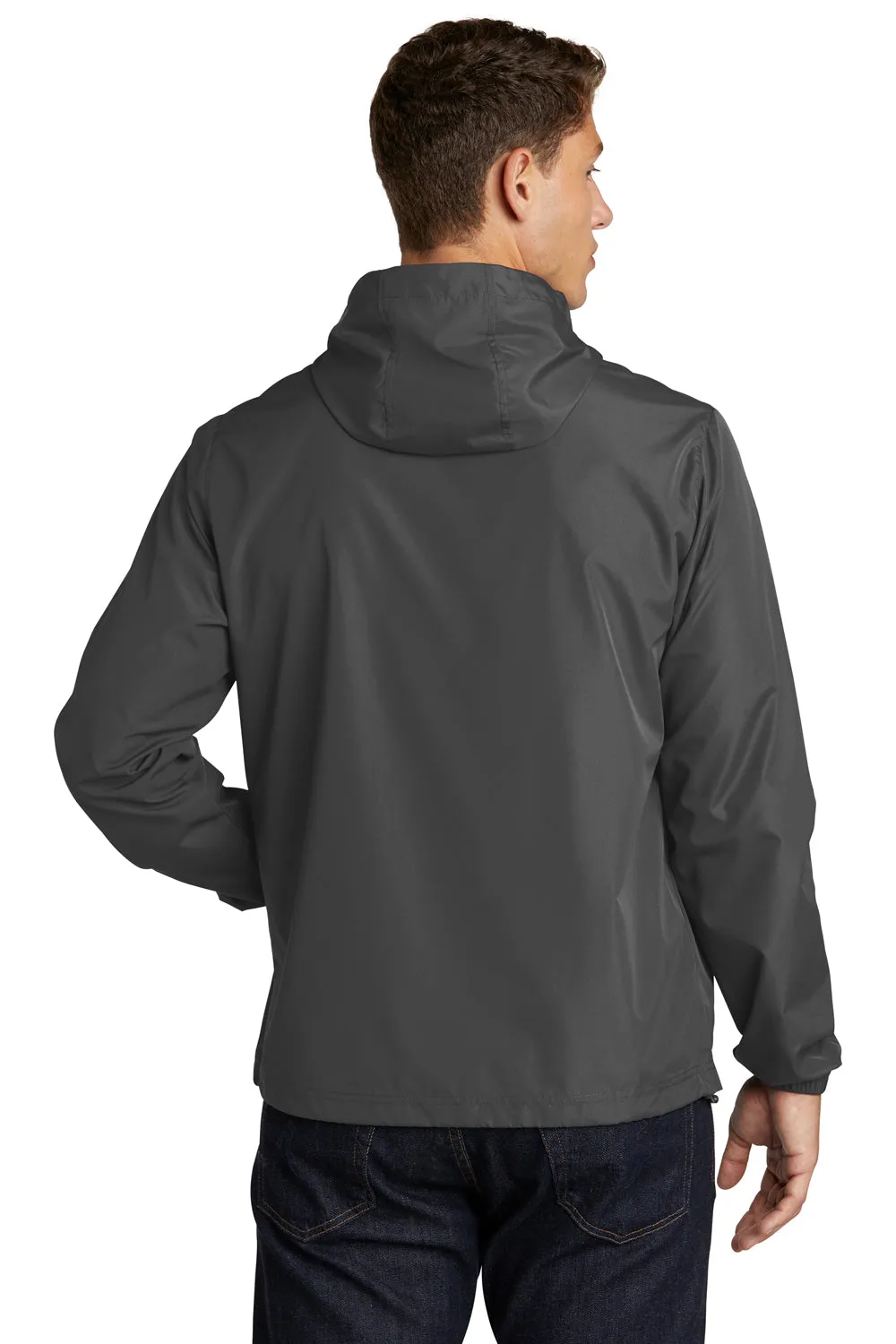 Sport-Tek Mens Wind & Water Resistant Packable Anorak 1/4 Zip Hooded Jacket - Graphite Grey