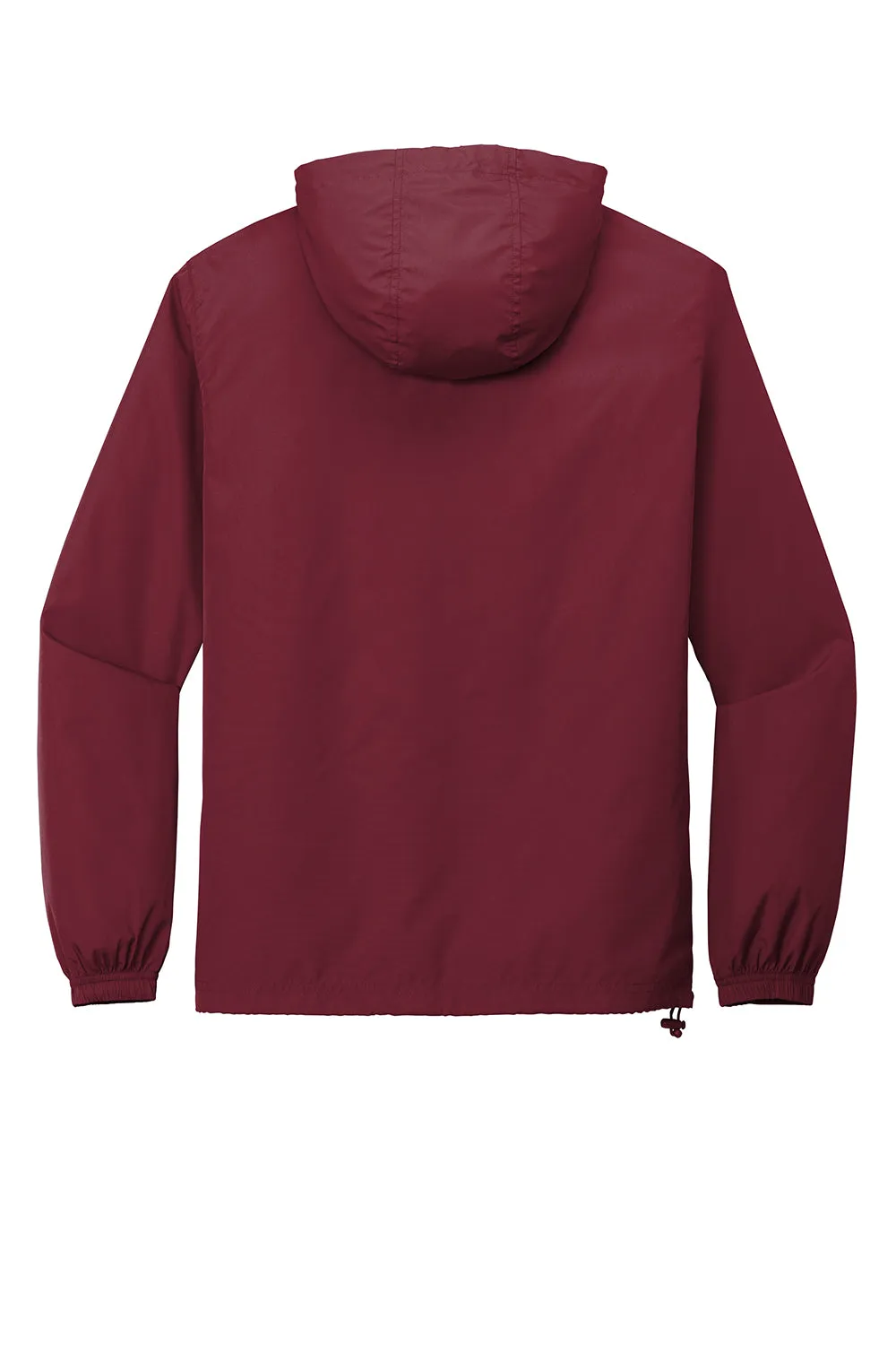 Sport-Tek Mens Wind & Water Resistant Packable Anorak 1/4 Zip Hooded Jacket - Maroon