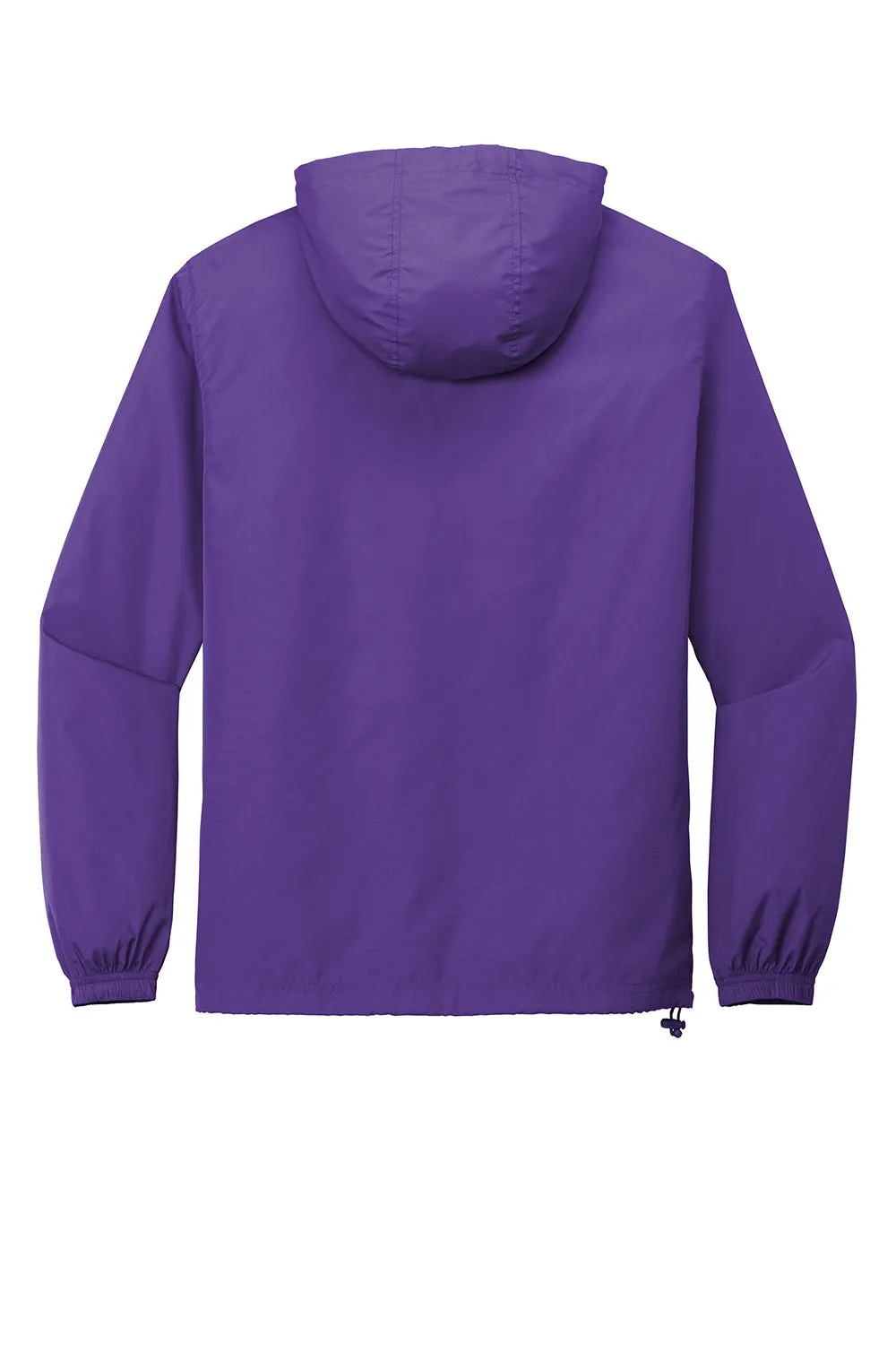 Sport-Tek Mens Wind & Water Resistant Packable Anorak 1/4 Zip Hooded Jacket - Purple