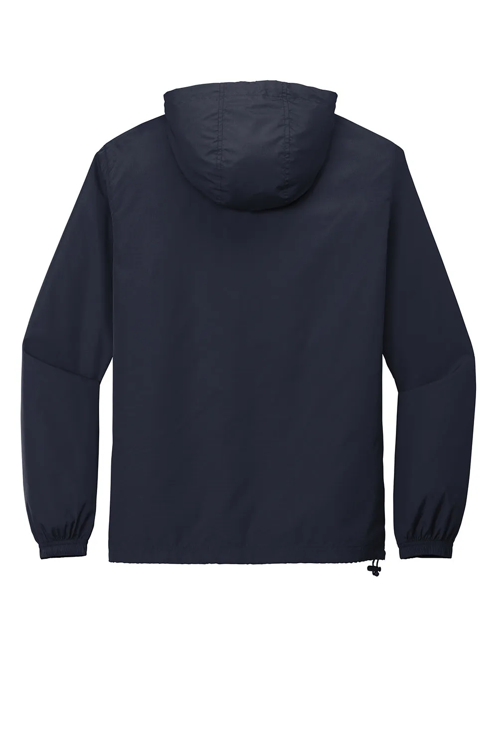 Sport-Tek Mens Wind & Water Resistant Packable Anorak 1/4 Zip Hooded Jacket - True Navy Blue