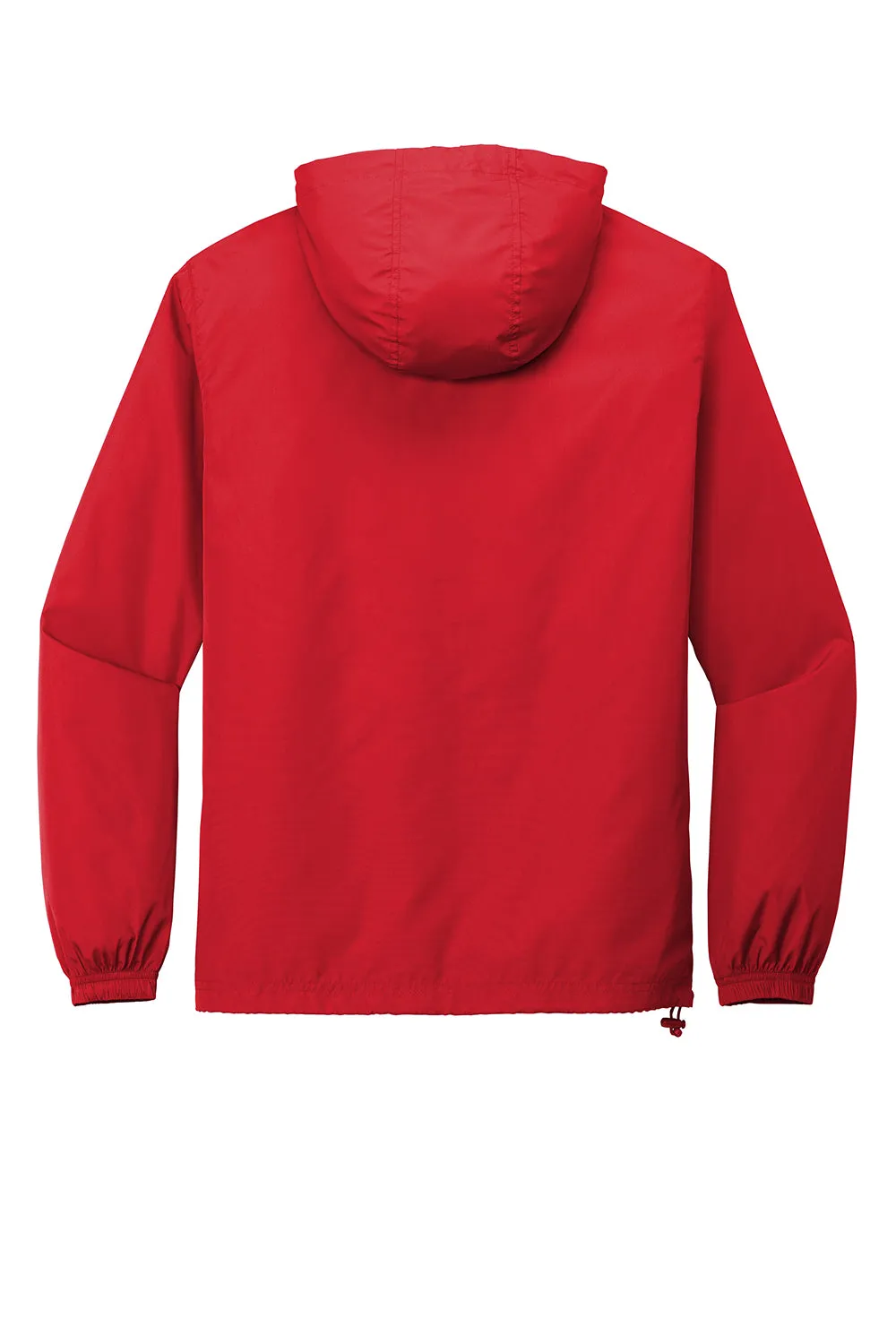 Sport-Tek Mens Wind & Water Resistant Packable Anorak 1/4 Zip Hooded Jacket - True Red