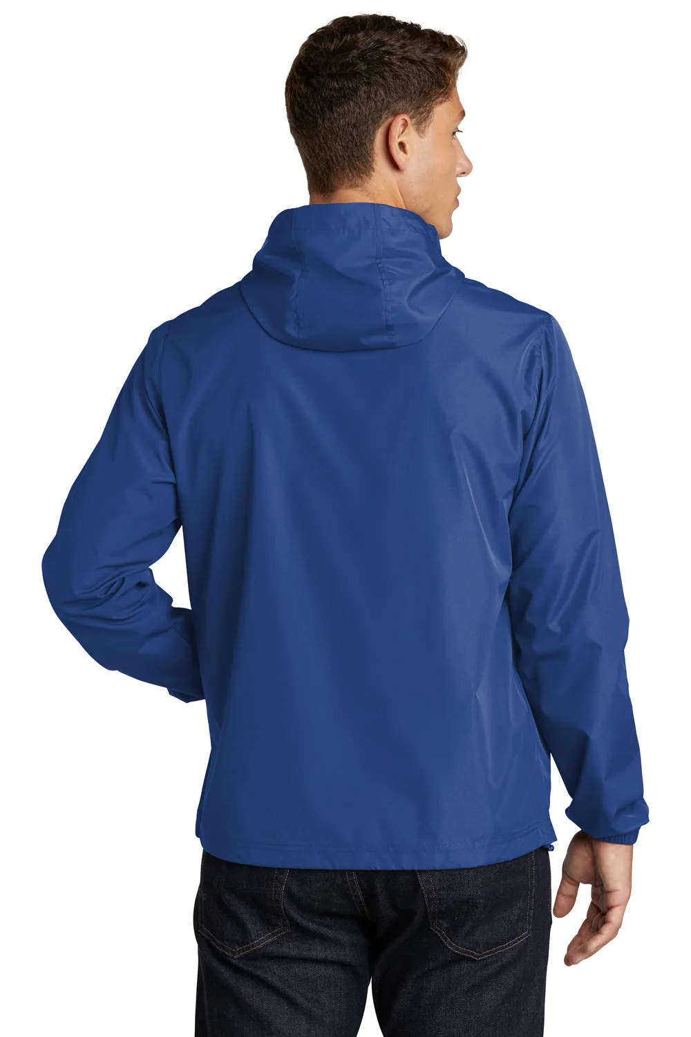 Sport-Tek Mens Wind & Water Resistant Packable Anorak 1/4 Zip Hooded Jacket - True Royal Blue