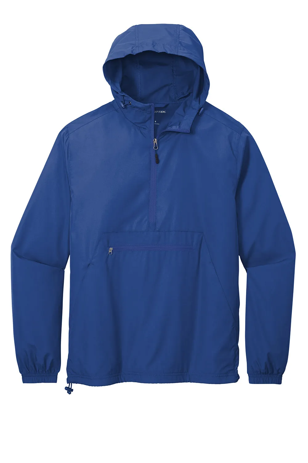 Sport-Tek Mens Wind & Water Resistant Packable Anorak 1/4 Zip Hooded Jacket - True Royal Blue