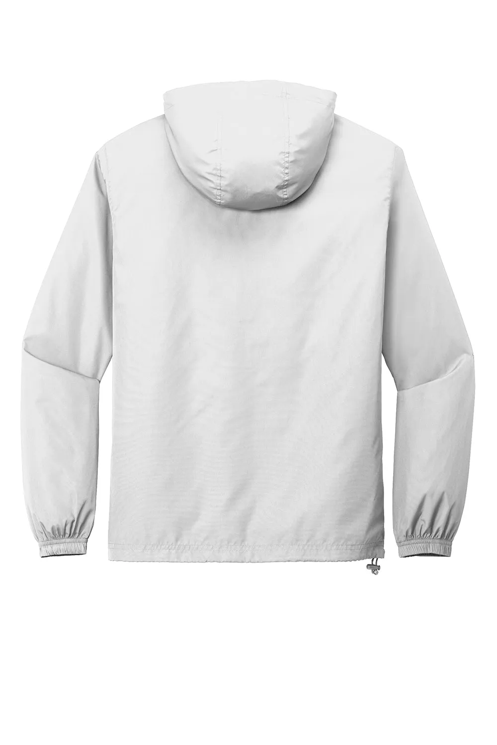 Sport-Tek Mens Wind & Water Resistant Packable Anorak 1/4 Zip Hooded Jacket - White