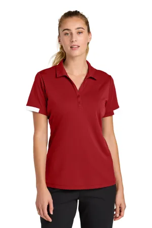 Sport-Tek Womens Club Colorblock Moisture Wicking Short Sleeve Polo Shirt - Deep Red/White Clothing Sport-Tek