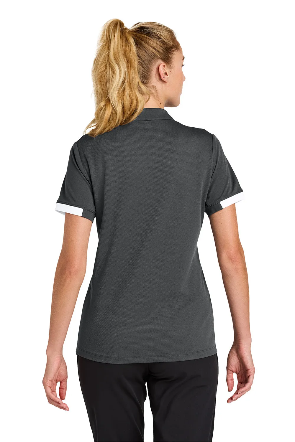 Sport-Tek Womens Club Colorblock Moisture Wicking Short Sleeve Polo Shirt - Iron Grey/White Clothing Sport-Tek
