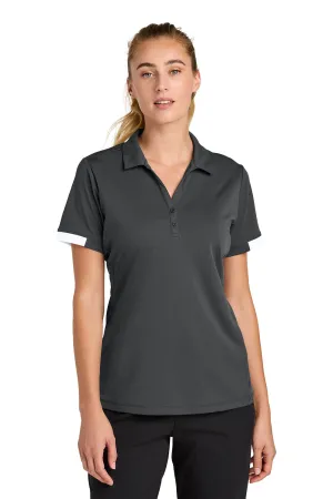 Sport-Tek Womens Club Colorblock Moisture Wicking Short Sleeve Polo Shirt - Iron Grey/White Clothing Sport-Tek