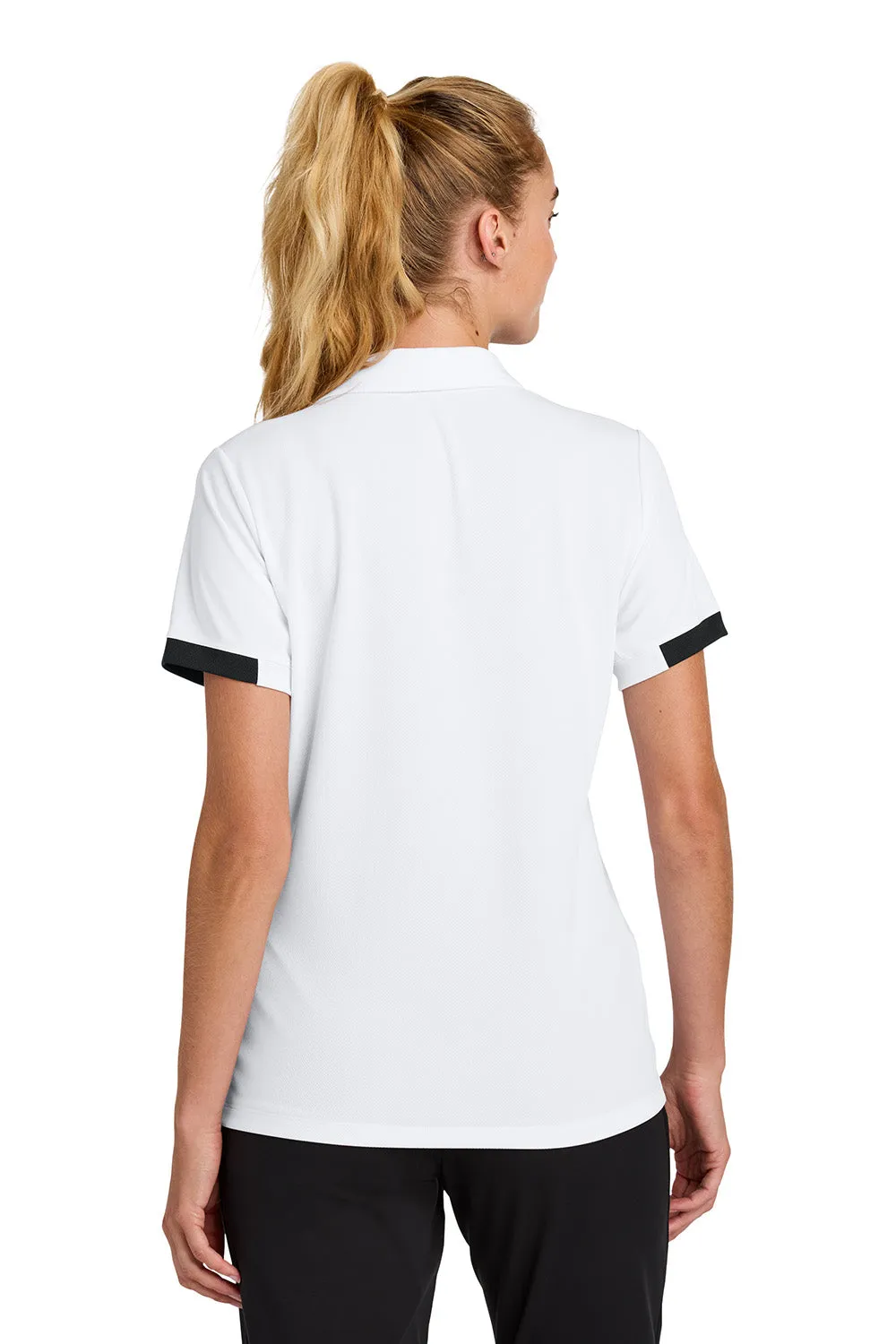 Sport-Tek Womens Club Colorblock Moisture Wicking Short Sleeve Polo Shirt - White/Black Clothing Sport-Tek