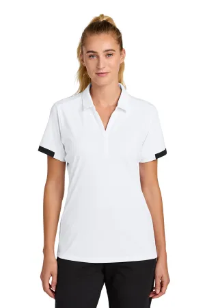 Sport-Tek Womens Club Colorblock Moisture Wicking Short Sleeve Polo Shirt - White/Black Clothing Sport-Tek