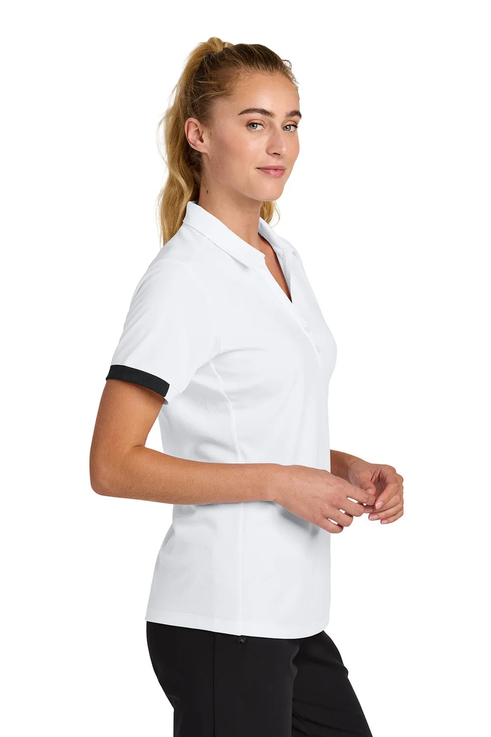 Sport-Tek Womens Club Colorblock Moisture Wicking Short Sleeve Polo Shirt - White/Black Clothing Sport-Tek