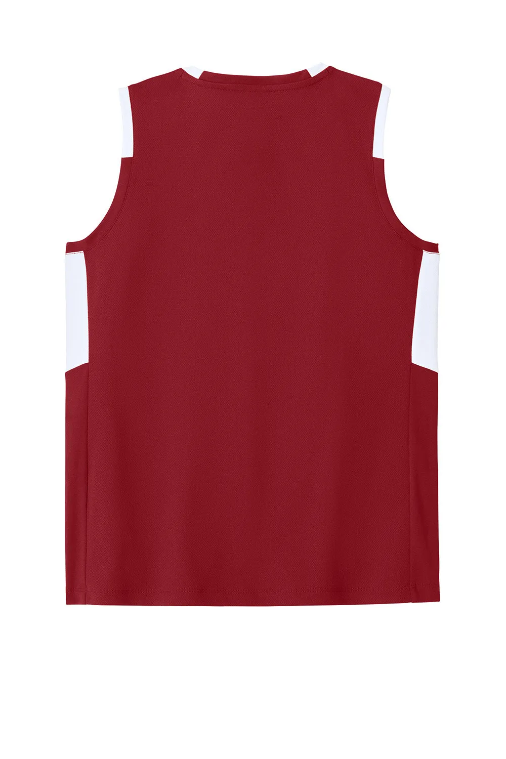 Sport-Tek Womens Club Moisture Wicking V-Neck Tank Top - Deep Red/White Clothing Sport-Tek