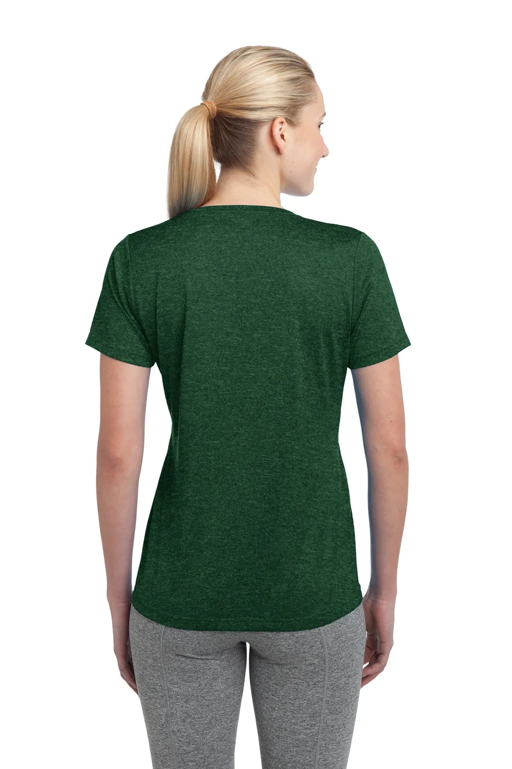 Sport-Tek Womens Contender Heather Moisture Wicking Short Sleeve Crewneck T-Shirt - Heather Forest Green - Closeout Clothing Sport-Tek