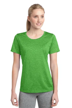 Sport-Tek Womens Contender Heather Moisture Wicking Short Sleeve Crewneck T-Shirt - Heather Turf Green - Closeout Clothing Sport-Tek