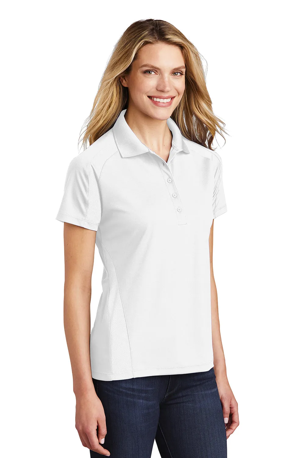 Sport-Tek Womens Dri-Mesh Moisture Wicking Short Sleeve Polo Shirt - White Clothing Sport-Tek