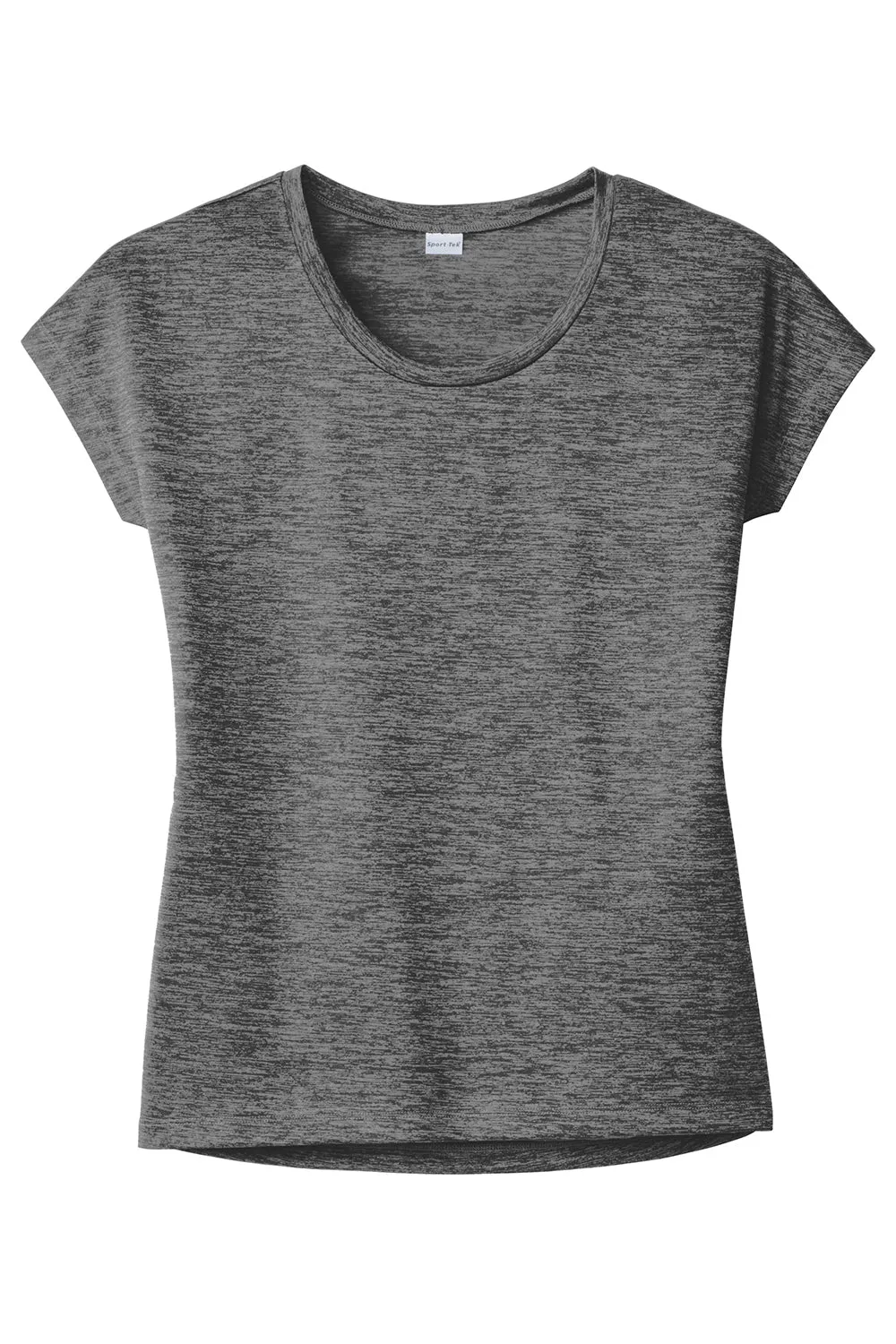 Sport-Tek Womens Electric Heather Moisture Wicking Short Sleeve Crewneck T-Shirt - Grey Black Electric - Closeout Clothing Sport-Tek