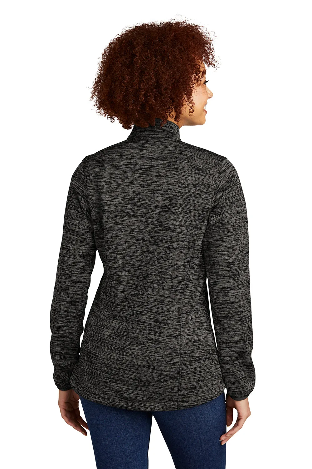 Sport-Tek Womens Electric Heather Water Resistant Full Zip Jacket - Grey Black Electric - Closeout