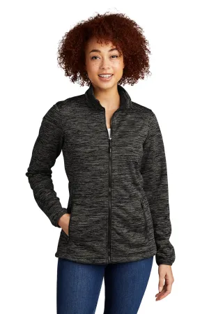 Sport-Tek Womens Electric Heather Water Resistant Full Zip Jacket - Grey Black Electric - Closeout