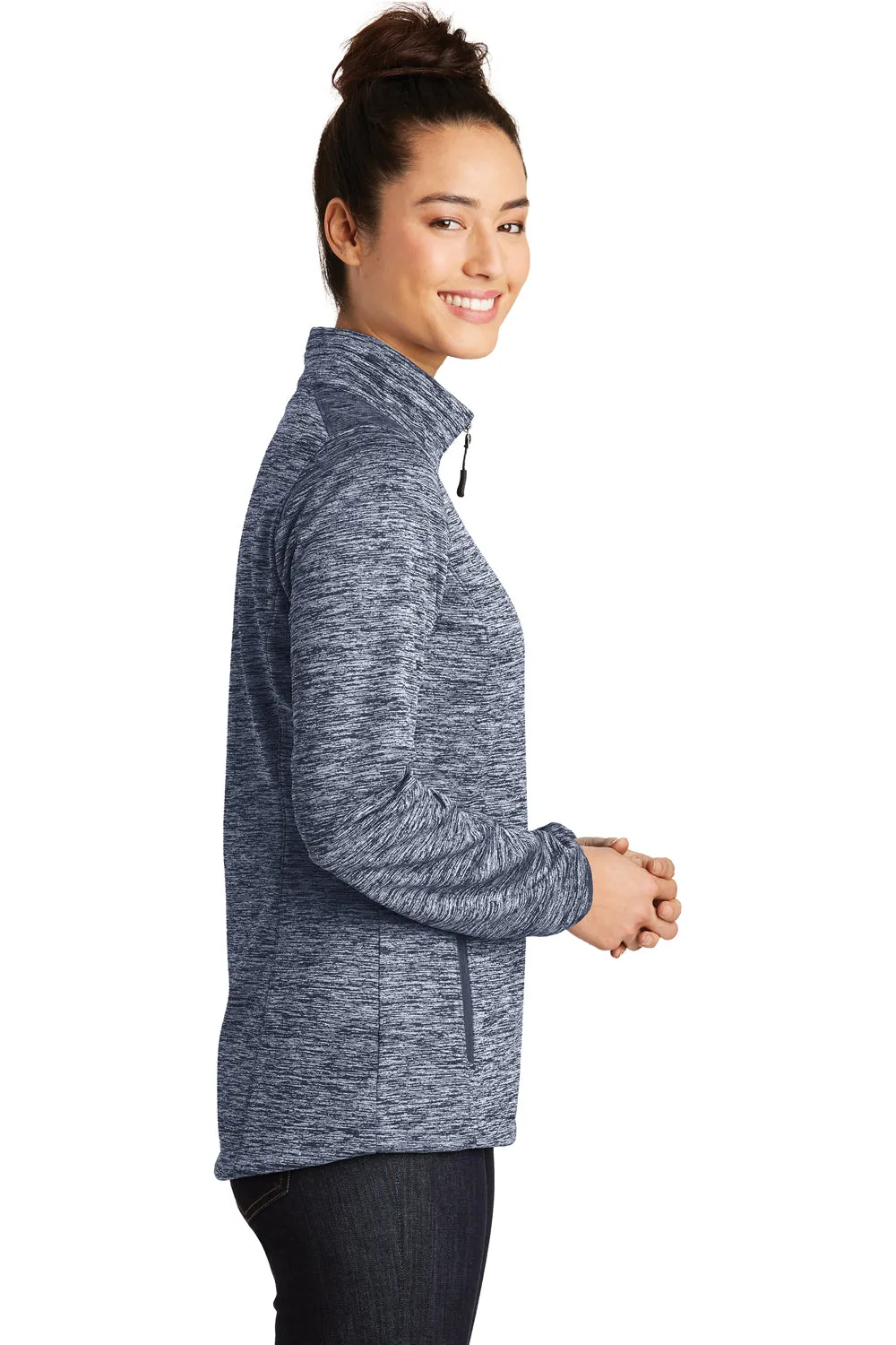 Sport-Tek Womens Electric Heather Water Resistant Full Zip Jacket - True Navy Blue Electric - Closeout