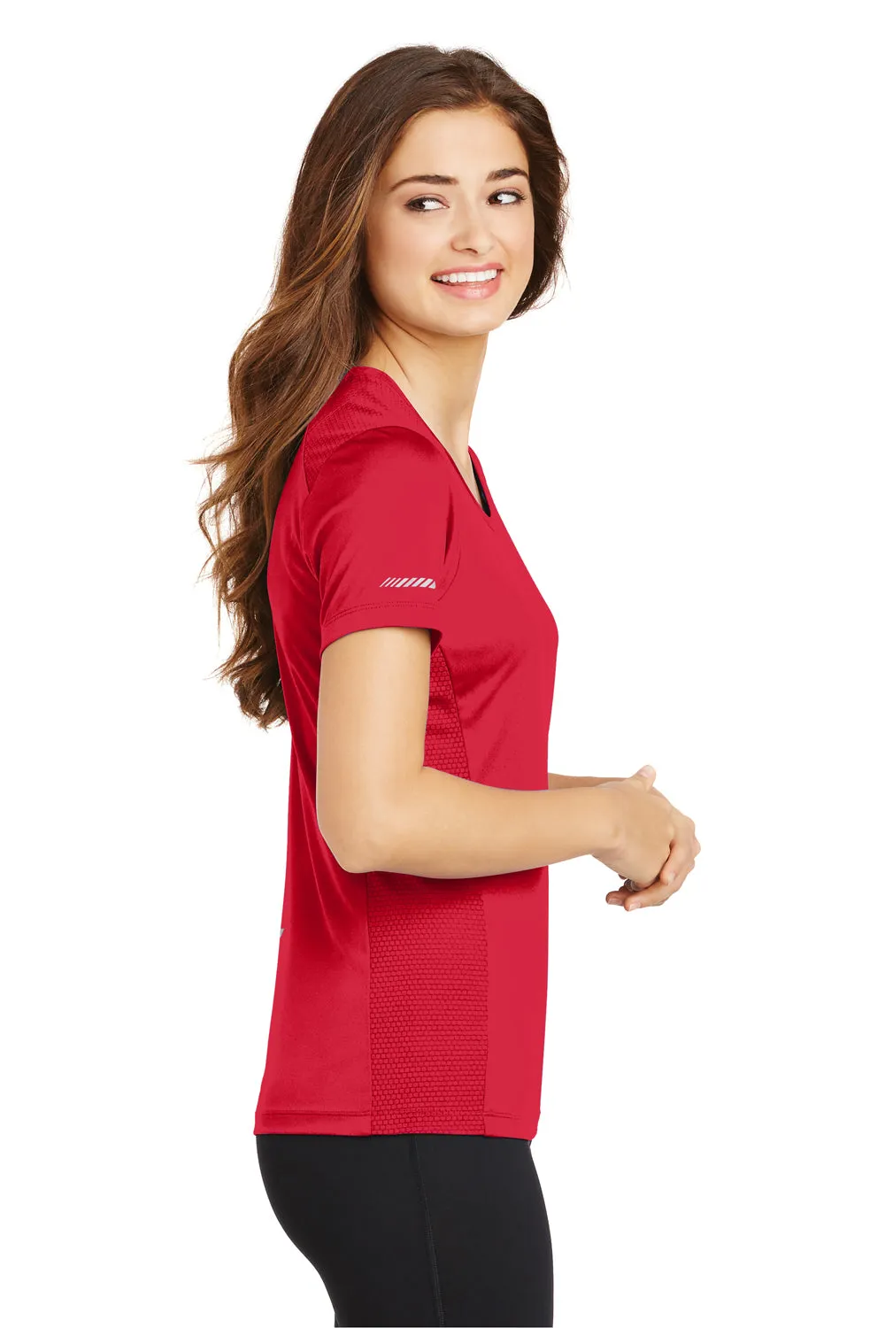 Sport-Tek Womens Elevate Moisture Wicking Short Sleeve Scoop Neck T-Shirt - True Red - Closeout Clothing Sport-Tek
