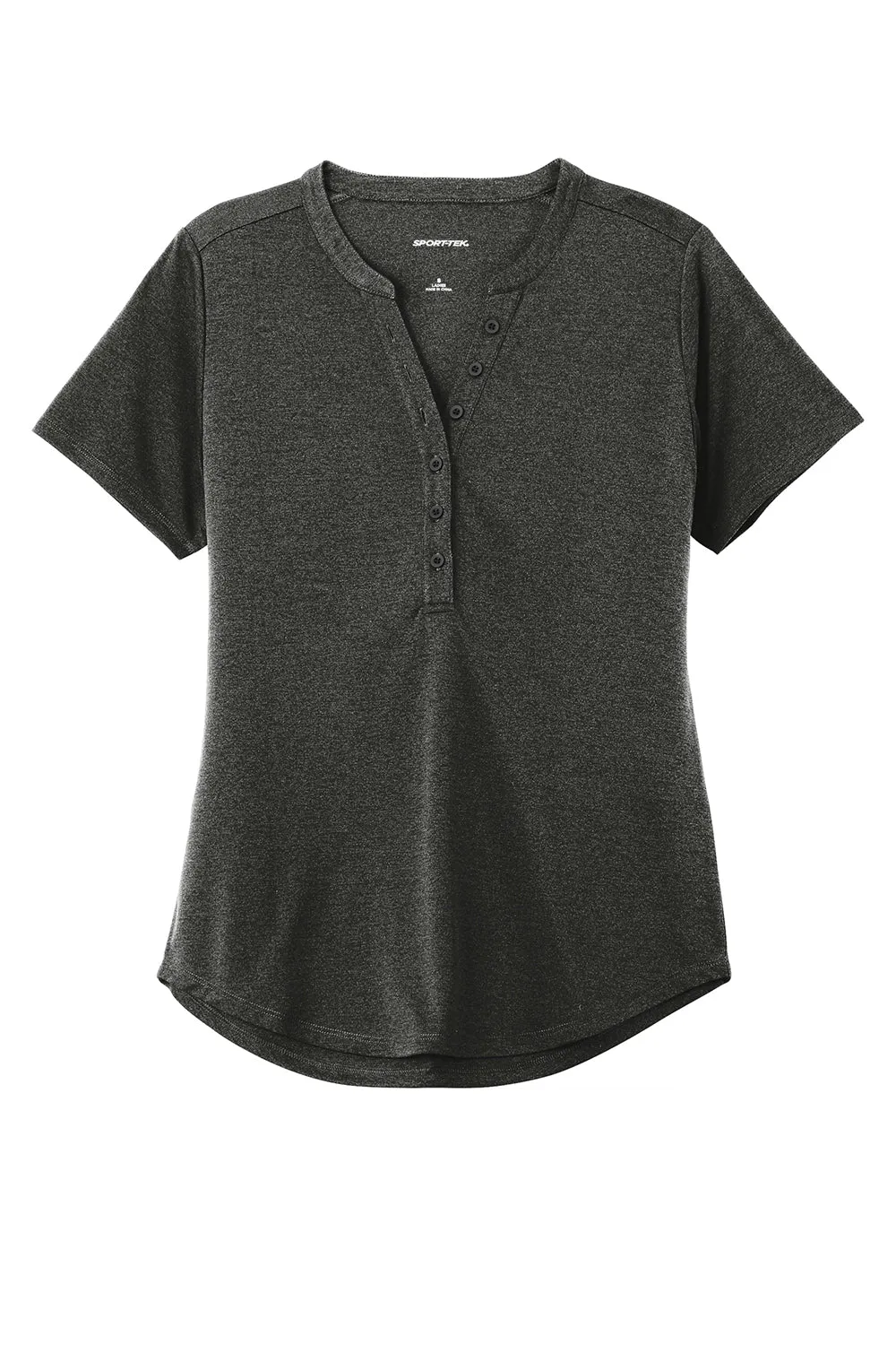 Sport-Tek Womens Endeavor Moisture Wicking Short Sleeve Polo Shirt - Heather Black - Closeout Clothing Sport-Tek