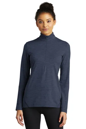 Sport-Tek Womens Exchange 1.5 Long Sleeve 1/4 Zip T-Shirt - Heather Dark Denim Blue Clothing Sport-Tek