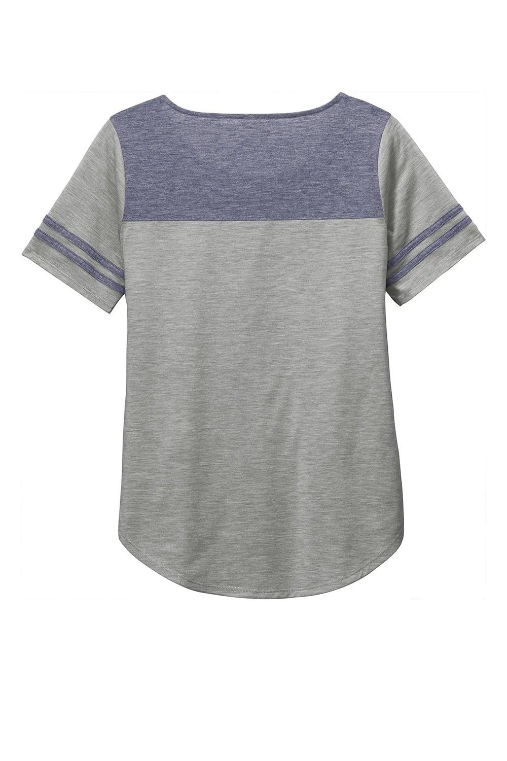 Sport-Tek Womens Fan Moisture Wicking Short Sleeve Crewneck T-Shirt - Heather Light Grey/Heather True Navy Blue - Closeout Clothing Sport-Tek