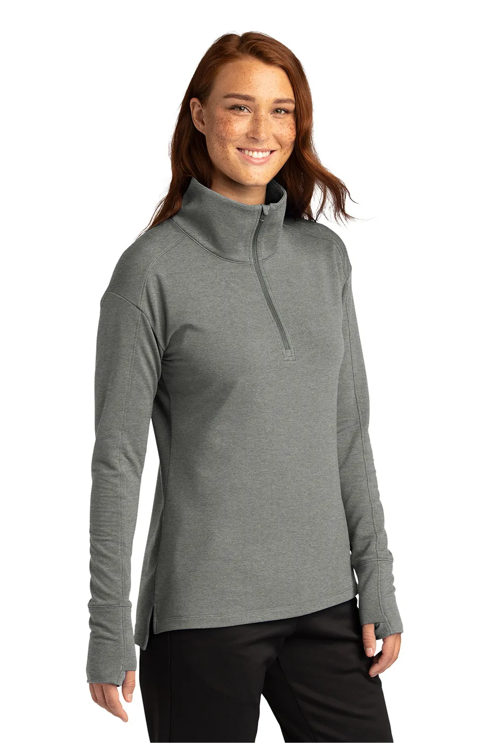 Sport-Tek Womens Flex Fleece Moisture Wicking 1/4 Zip Sweatshirt - Heather Light Grey Clothing Sport-Tek