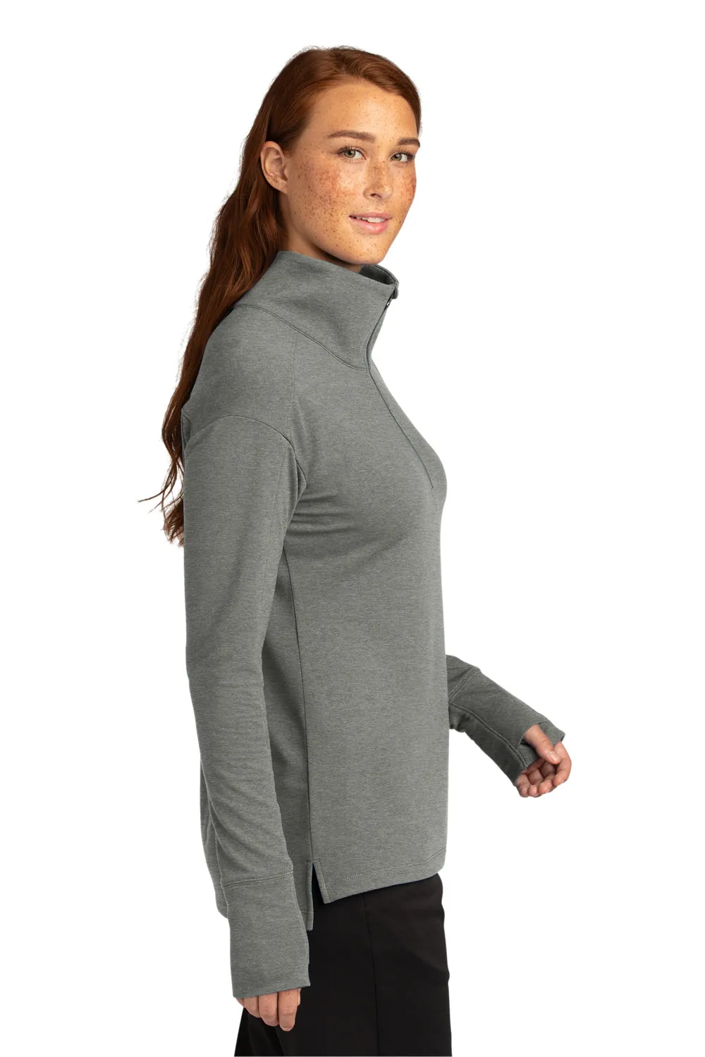 Sport-Tek Womens Flex Fleece Moisture Wicking 1/4 Zip Sweatshirt - Heather Light Grey Clothing Sport-Tek