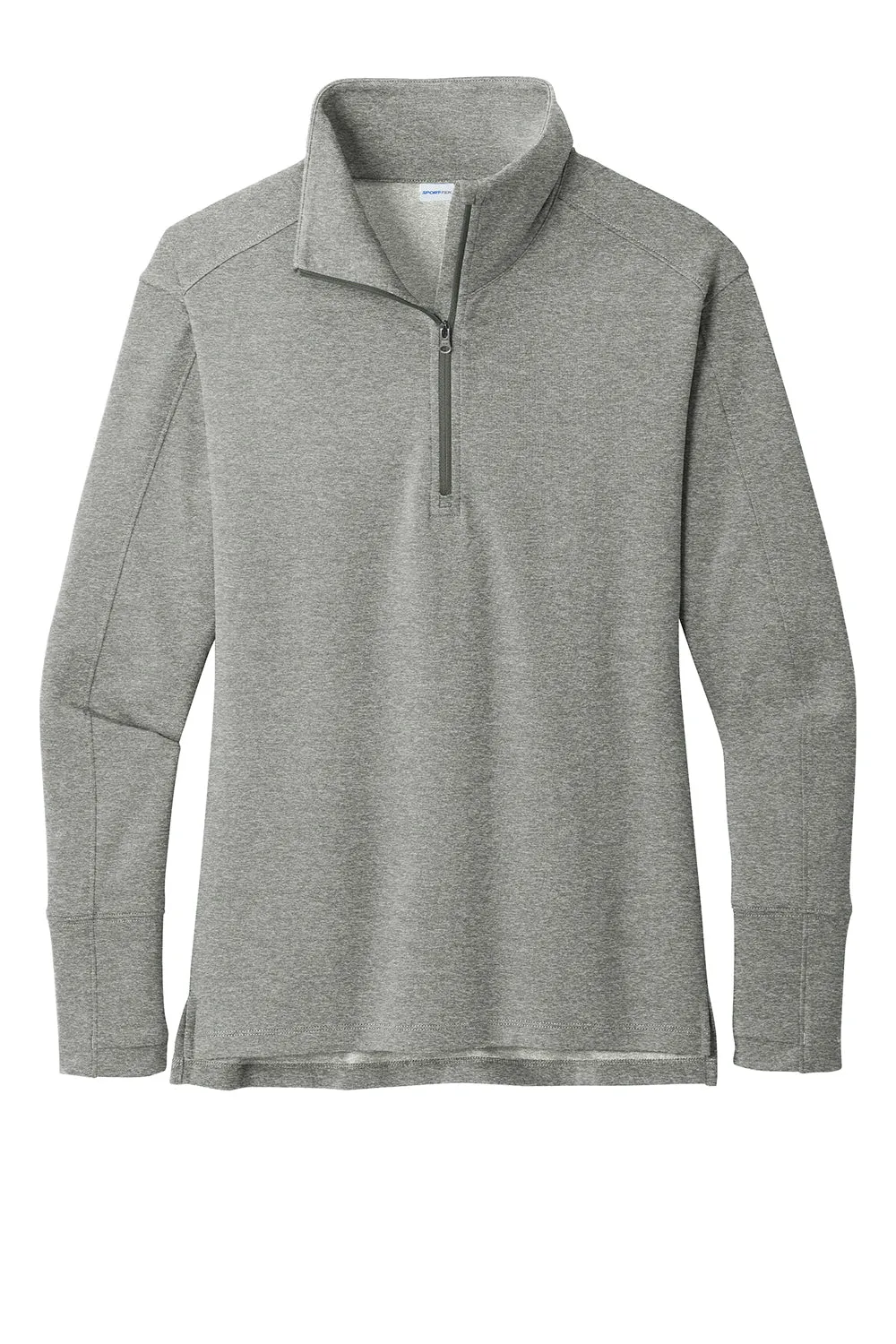 Sport-Tek Womens Flex Fleece Moisture Wicking 1/4 Zip Sweatshirt - Heather Light Grey Clothing Sport-Tek