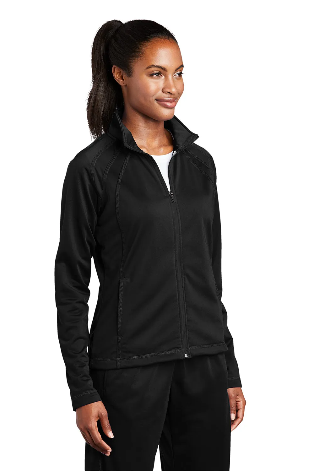 Sport-Tek Womens Full Zip Track Jacket - Black