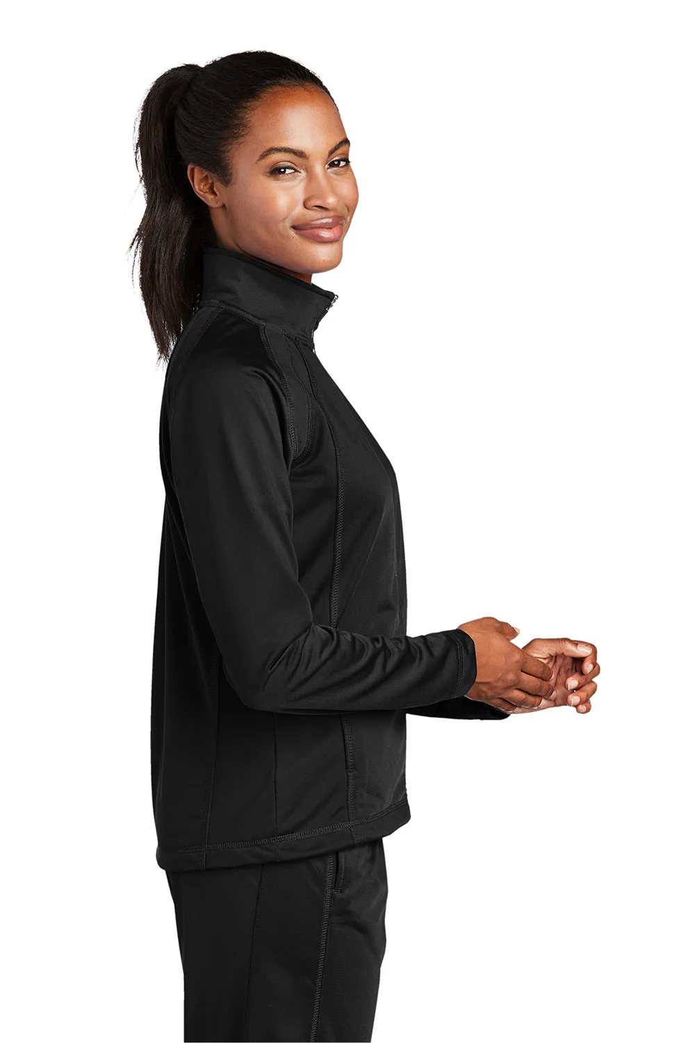 Sport-Tek Womens Full Zip Track Jacket - Black