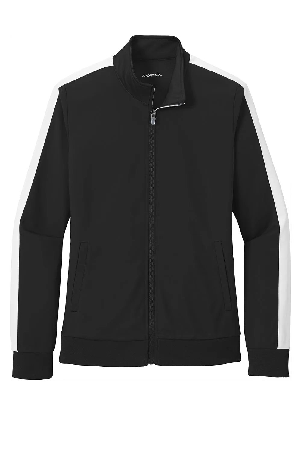 Sport-Tek Womens Full Zip Track Jacket - Black/White
