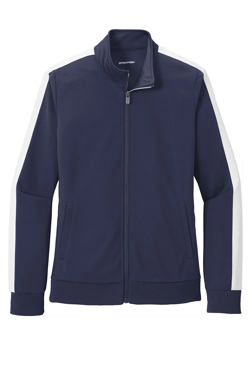 Sport-Tek Womens Full Zip Track Jacket - True Navy Blue/White