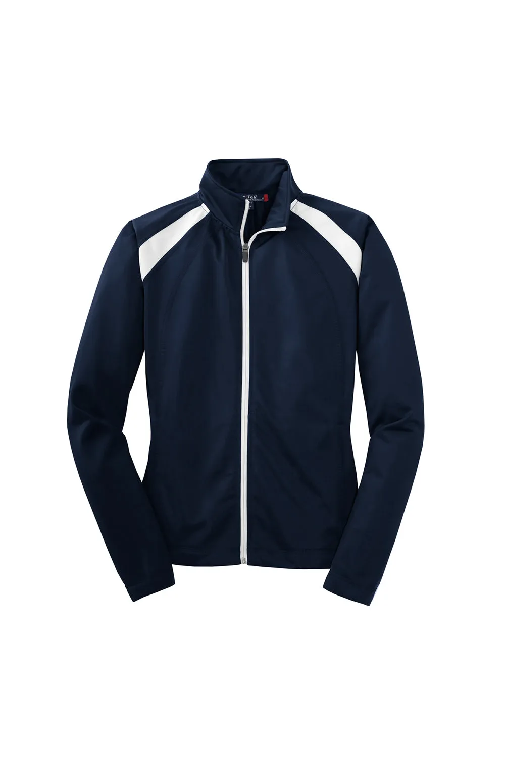 Sport-Tek Womens Full Zip Track Jacket - True Navy Blue/White