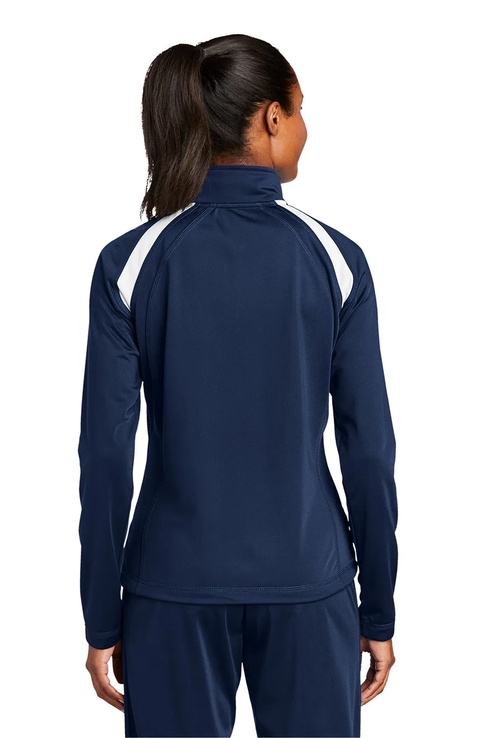 Sport-Tek Womens Full Zip Track Jacket - True Navy Blue/White