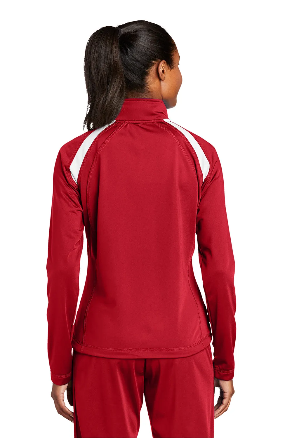 Sport-Tek Womens Full Zip Track Jacket - True Red/White - Closeout