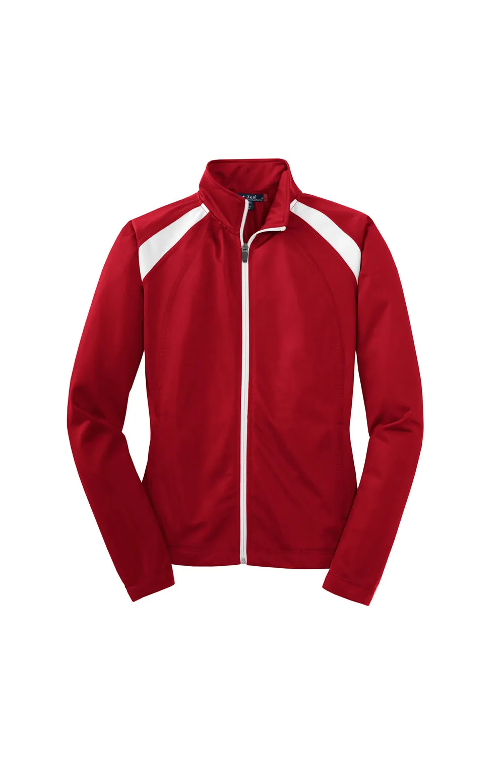 Sport-Tek Womens Full Zip Track Jacket - True Red/White - Closeout