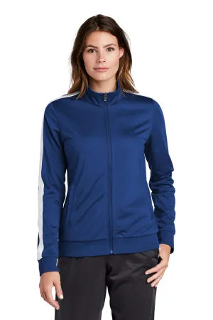 Sport-Tek Womens Full Zip Track Jacket - True Royal Blue/White - Closeout