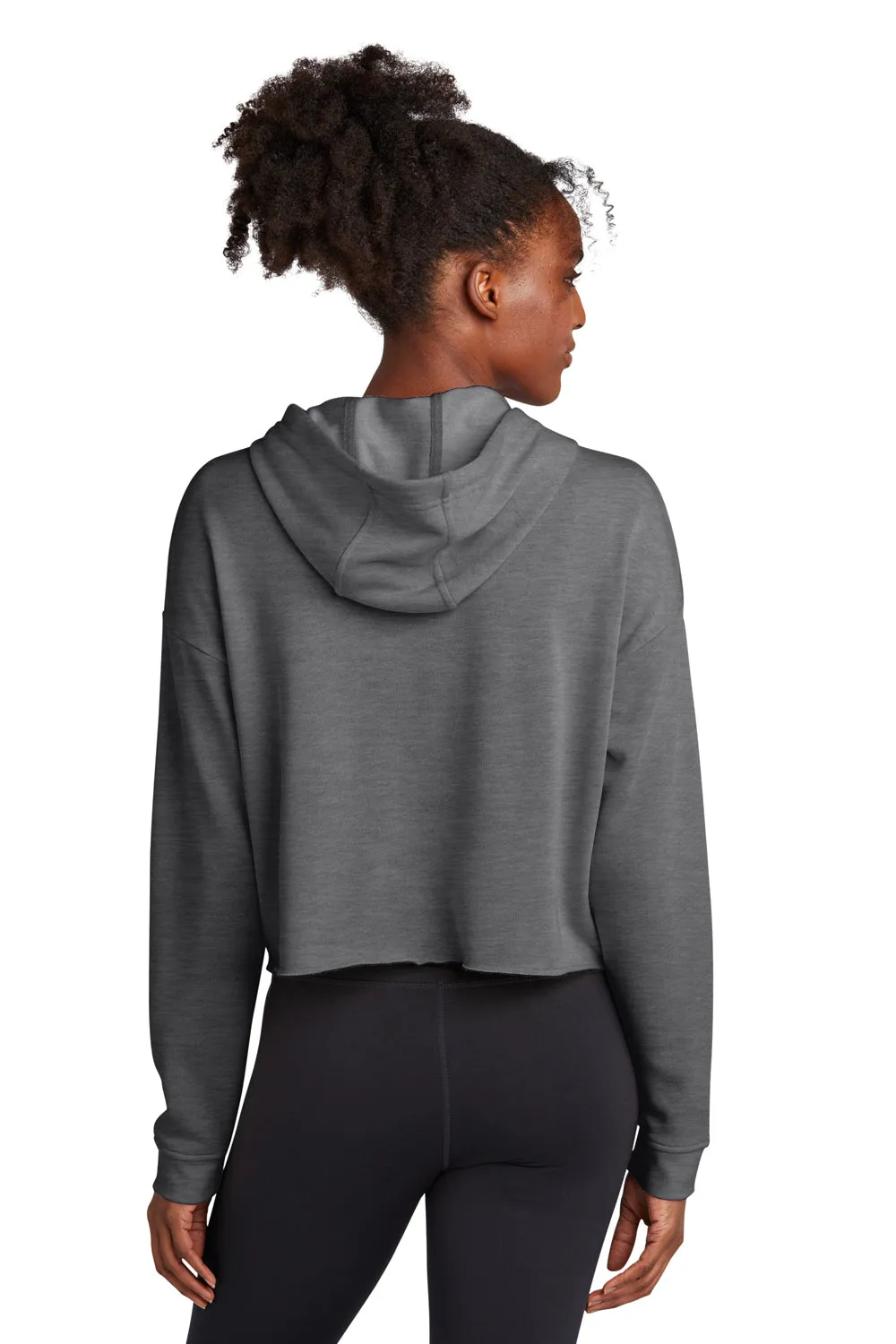 Sport-Tek Womens Moisture Wicking Fleece Crop Hooded Sweatshirt Hoodie - Heather Dark Grey - Closeout Clothing Sport-Tek