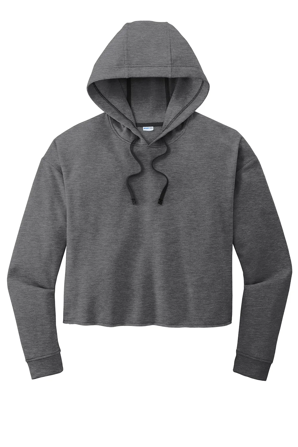 Sport-Tek Womens Moisture Wicking Fleece Crop Hooded Sweatshirt Hoodie - Heather Dark Grey - Closeout Clothing Sport-Tek